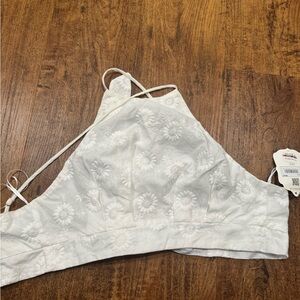 White Embroidered Crop Top